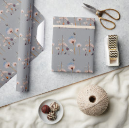 Boho Botanische Vintage Geperste Bloemen Patroon Cadeaupapier