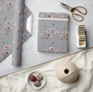 Boho Botanische Vintage Geperste Bloemen Patroon Cadeaupapier