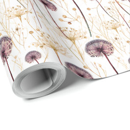 Boho Botanische Vintage Geperste Bloemen Patroon Cadeaupapier
