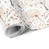 Boho Botanische Vintage Geperste Bloemenpatroon Cadeaupapier (Rol Hoek)