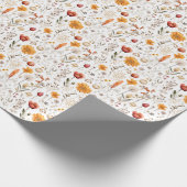 Boho Botanische Vintage Geperste Bloemenpatroon Cadeaupapier (Hoek)