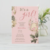 Boho Botanische Vogel Meisje Baby shower Kaart (Staand voorkant)