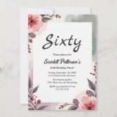 Boho Botanische Waterverf Bloemen 60ste Verjaardag Kaart (Voorkant)