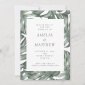 Boho Botanische Waterverf Monstera Green Wedding Kaart (Voorkant)