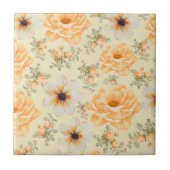Boho Botanische Waterverf Sinaasappel Cream Floral Tegeltje (Voorkant)