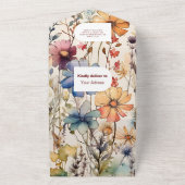 Boho Botanische Waterverf Wildbloemen Baby shower All In One Uitnodiging (Buitenkant)