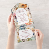 Boho Botanische Waterverf Wildbloemen Baby shower All In One Uitnodiging (Afscheurbaar)