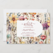 Boho Botanische Waterverf Wildbloemen Baby shower Kaart (Voorkant)