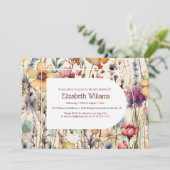 Boho Botanische Waterverf Wildbloemen Baby shower Kaart (Staand voorkant)