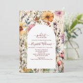 Boho Botanische Waterverf Wildbloemen Baby shower Kaart (Staand voorkant)