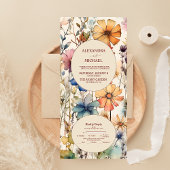 Boho Botanische Waterverf Wildbloemen Weddenschap All In One Uitnodiging