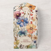 Boho Botanische Waterverf Wildbloemen Weddenschap All In One Uitnodiging (Buitenkant)