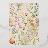 Boho Botanische Waterverf Wildbloemen Weddenschap Folie Uitnodiging (Achterkant)
