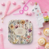 Boho Botanische Waterverf Wildbloemen Weddenschap Papieren Bordje (Feest)