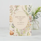 Boho Botanische Waterverf Wildbloemen Weddenschap Save The Date (Staand voorkant)