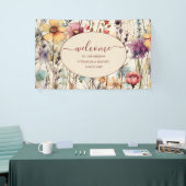 Boho Botanische Waterverf Wildbloemen Weddenschap Spandoek (Beurs)