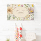 Boho Botanische Waterverf Wildbloemen Weddenschap Spandoek (Insitu)