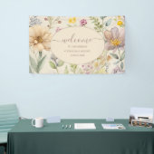 Boho Botanische Waterverf Wildbloemen Weddenschap Spandoek (Beurs)