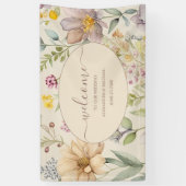 Boho Botanische Waterverf Wildbloemen Weddenschap Spandoek (Verticaal)