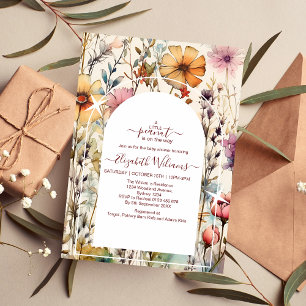 Boho Botanische Waterverf Wilde Bloemen Baby Showe Kaart