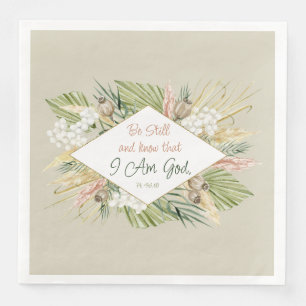 Boho Botanische 'Wees stil & ken' Bijbelvers Servet