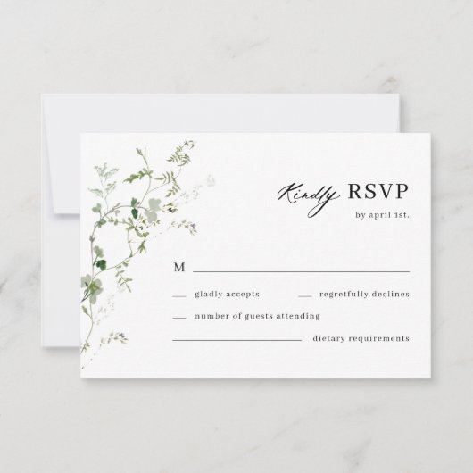 Boho Botanische Wijze Groene Wijnstok Bruiloft RSV RSVP Kaartje (Voorkant)