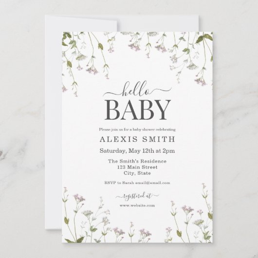 Boho Botanische Wildbloem Bloemen Baby shower Kaart (Voorkant)
