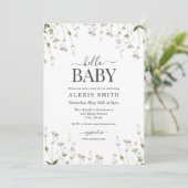 Boho Botanische Wildbloem Bloemen Baby shower Kaart (Staand voorkant)