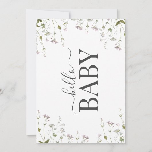 Boho Botanische Wildbloem Bloemen Baby shower Kaart (Achterkant)