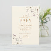 Boho Botanische Wildbloem Bloemen Baby shower Kaart (Staand voorkant)