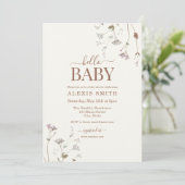 Boho Botanische Wildbloem Bloemen Baby shower Kaart (Staand voorkant)
