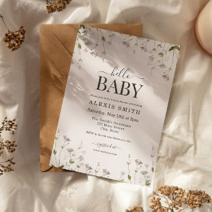 Boho Botanische Wildbloem Bloemen Baby shower Kaart