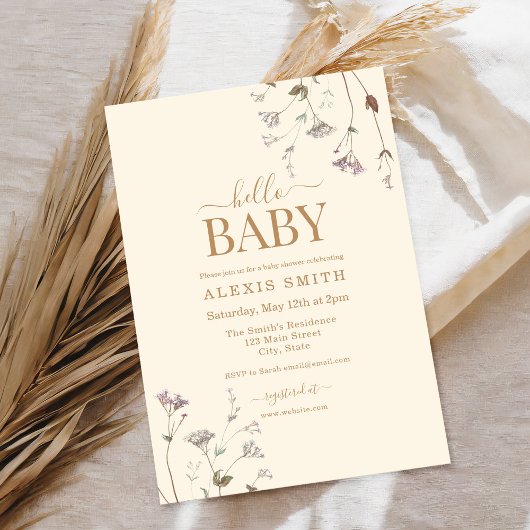 Boho Botanische Wildbloem Bloemen Baby shower Kaart