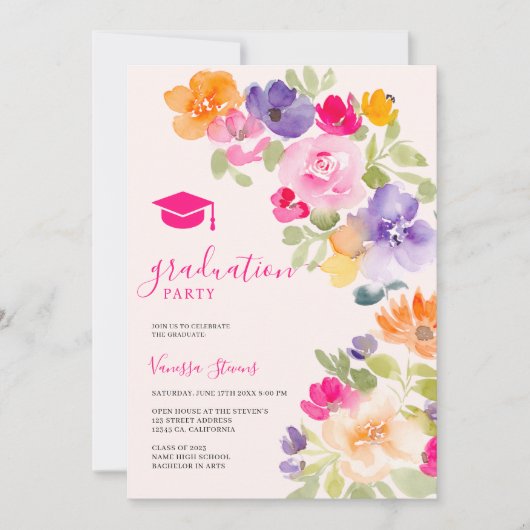 Boho botanische wilde bloem bloemenafstuderen kaart (Voorkant)