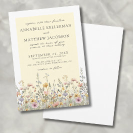Boho Botanische Wilde Bloem Gele Bloemige Trouwdag Kaart