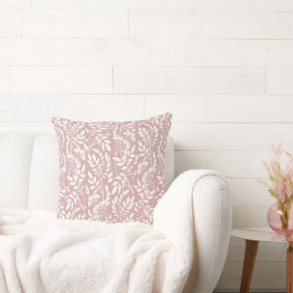 Boho Botanische Witte Bladwerk Roze Roos Kussen