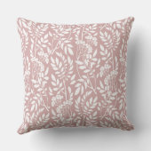 Boho Botanische Witte Bladwerk Roze Roos Kussen (Achterkant)