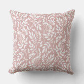 Boho Botanische Witte Bladwerk Roze Roos Kussen (Voorkant)