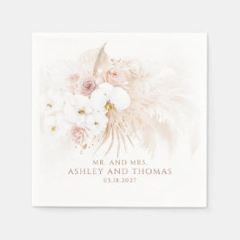 Boho Botanische Witte Orchideeën Pampas Gras Bruil Servet