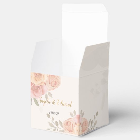 Boho Botanische Witte Roze Pose Bedankdoosjes (Geopend)