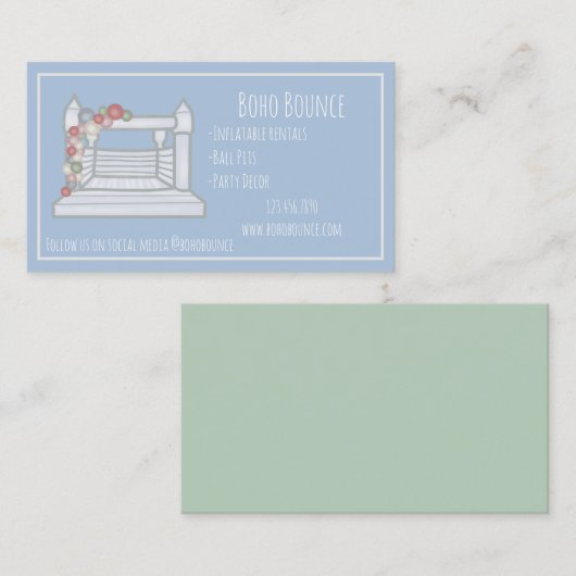 Boho Bounce Castle Opblaasbare Party Rentals Visitekaartje (Voorkant / Achterkant)