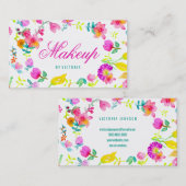 Boho bouquet floral waterverf makeup artiest visitekaartje (Voorkant / Achterkant)