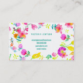 Boho bouquet floral waterverf makeup artiest visitekaartje (Achterkant)