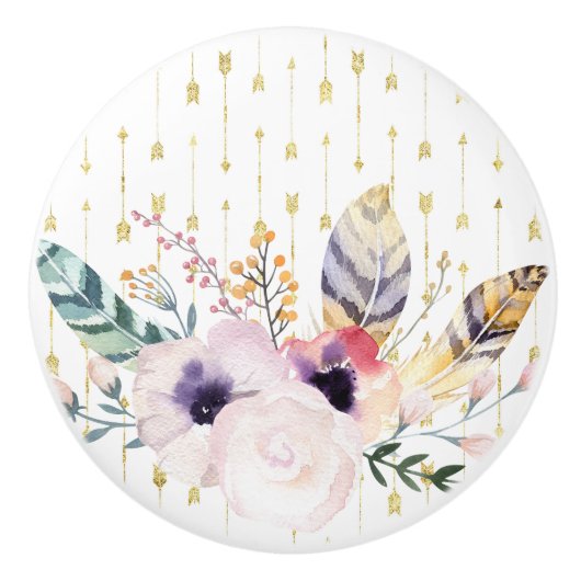 Boho Bouquet Keramische Knop (Voorkant)