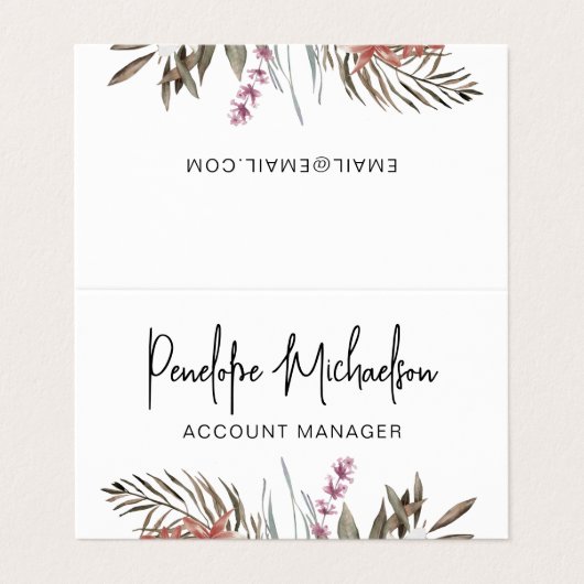 Boho Bouquet met Moderne Lettering en QR Code Visitekaartje (Buitenkant ongevouwen)