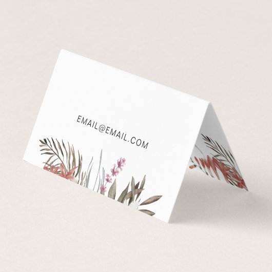 Boho Bouquet met Moderne Lettering en QR Code Visitekaartje (Achterkant)