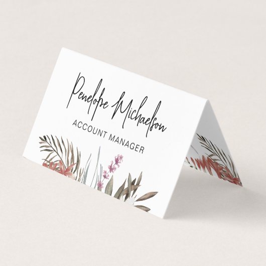 Boho Bouquet met Moderne Lettering en QR Code Visitekaartje (Voorkant)