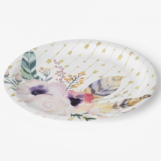 Boho Bouquet Papieren Bordje (Gekanteld)