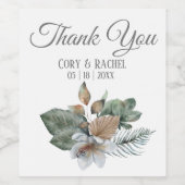 Boho Bouquet Weddenschap Hartelijk dank Wijn Etiket (Enkel label)