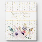  Boho Bouquet Weddenschap Welkom Tabletop Fotoplaat (Voorkant)